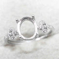 Sterling Silver 8*10mm Semi Mount Ring Frame Empty Blank Support Setting S925 Base Holder Without Center Stone for DIY Inlay