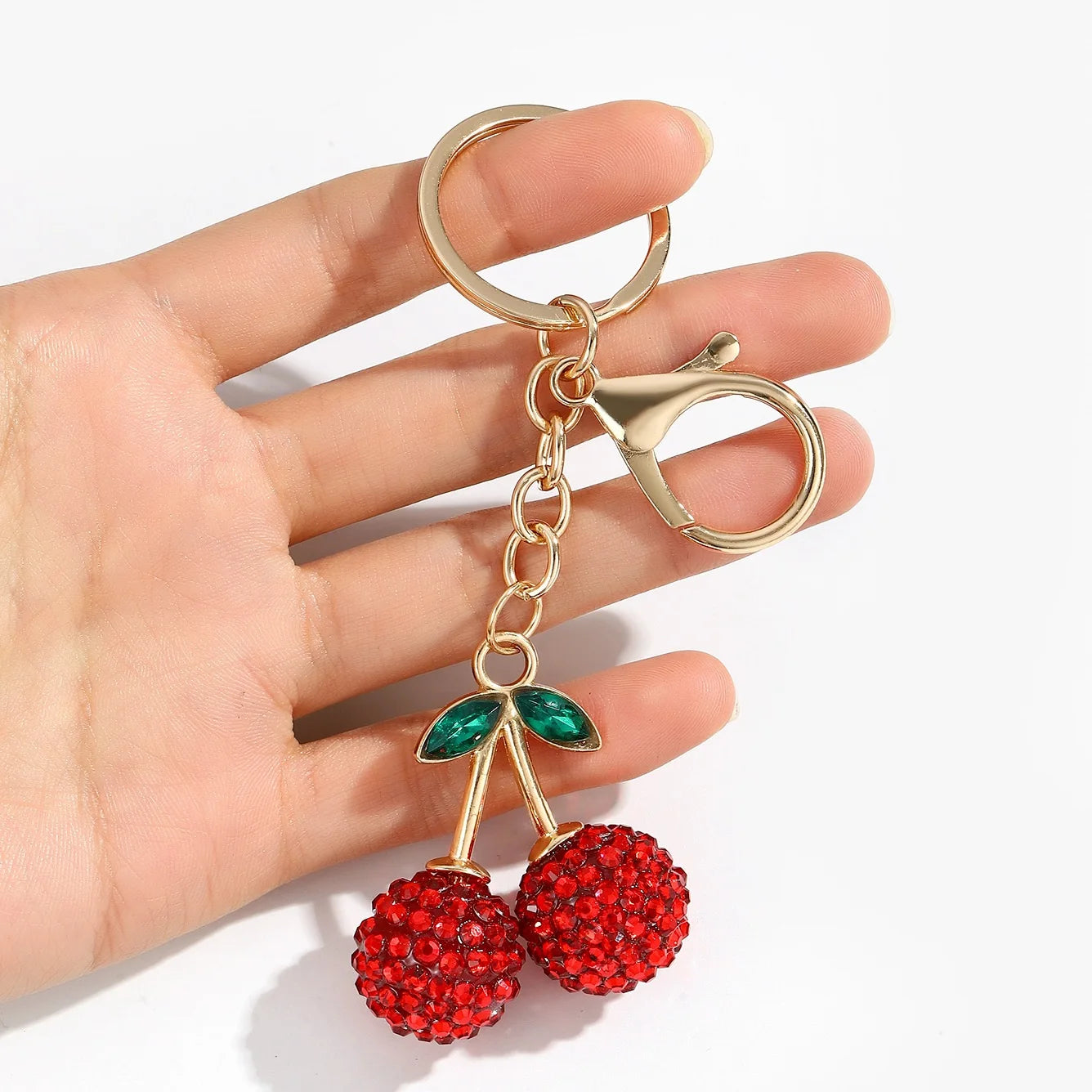Luxury Women Bag Accessories Cherry Keychain Valentine Small Gift Fruit Key Chains Cherry Charm Jewelry Pendant Cherry Key Rings