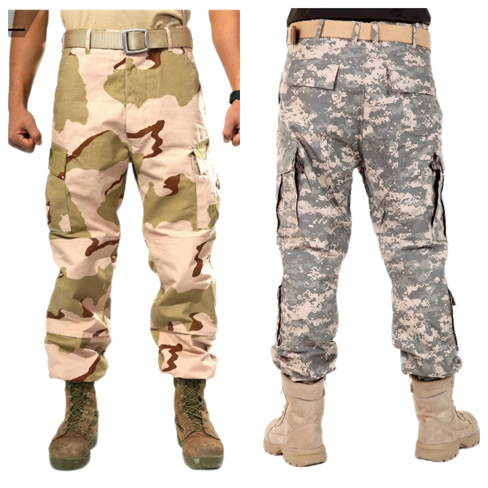 Men Outdoor Windproof Camouflage Pants Cargo Sports Pants Durable Training Pants