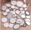 30g/bag Random Antique Bronze Pierced Mixed Size Cabochon Base Setting Charms Pendant