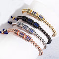 Classic Blue CZ Pave Tube Charm Bracelet Handmade Stainless Steel Beads Macrame Bracelets Luxury Men Women