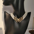 French Elegant Retro Choker Pearl Necklace Collarbone Chain Diamond Necklace Classic Multilayer Pearl Necklace for Girls