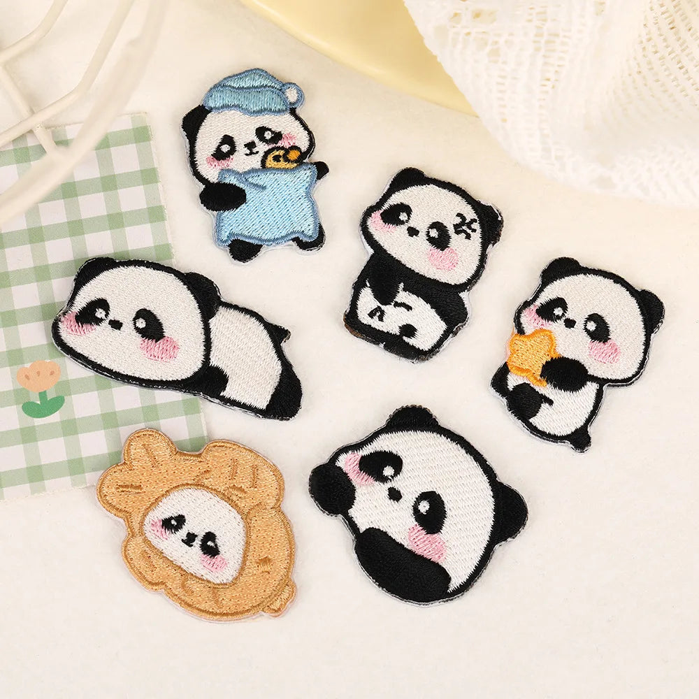New Cute  Self sticker around 3cm Embroidery panda Patch for Decoration