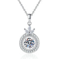 Fine Jewelry 925 Sterling Silver Excellent Cut 1Carat Moissanite Crown Pendant Necklace for Women Engagement Party Wearable