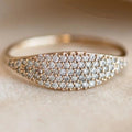Huitan Hot Selling Delicate Simple 6 7 8 9 10 Full Imitate Diamond Ring Women 18K Gold Color Micro Set Zircon Rings in Stock