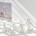 Contemporary Home Decoration White Irregular Tabletop Vase Handmade Art Ceramic Plant Modern Style Customized Size Opaque Glaze