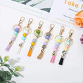 Handbag Charm Key Chain Pendant Silicone Beads Handbag Key Chains Tassels Silicone Beads Keychain Leather Tassels Keyrings Gifts