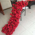 Custom Artificial Red Flowers Runner 200*50cm Wedding Table Flowers