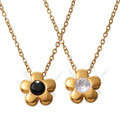 N&S Simple Chic Stainless Steel Dainty Flower Pendant Necklace for Women Trendy Link Chain Jewelry Rhodium for Gifts