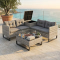 Outdoor Luxury Corner Sofa Set Large Storage Box Steel Frame PE Wicker Rattan Modern Design Waterproof Cushions Courtyard Park