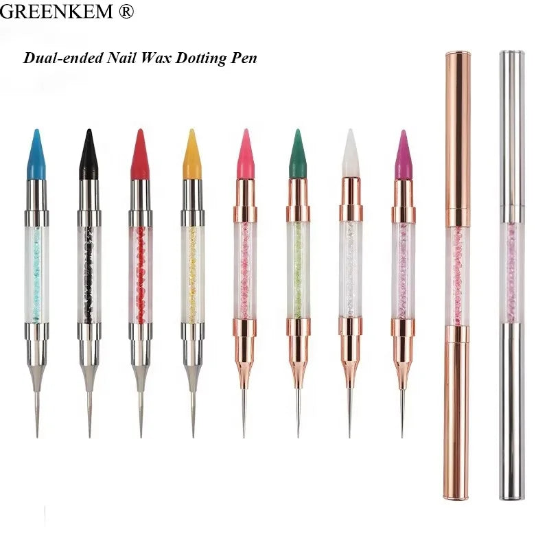 GREENKEM New Dual-ended Nail Wax Dotting Pen Rhinestones Picker Pencil Manicure Tools Dotting Pen Nail Art