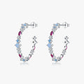 925 Sterling Silver Wedding Engagement Earrings Fine Jewelry Rainbow Color Zirconia Charming Big Stud Earrings for Women