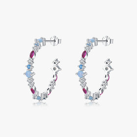 925 Sterling Silver Wedding Engagement Earrings Fine Jewelry Rainbow Color Zirconia Charming Big Stud Earrings for Women