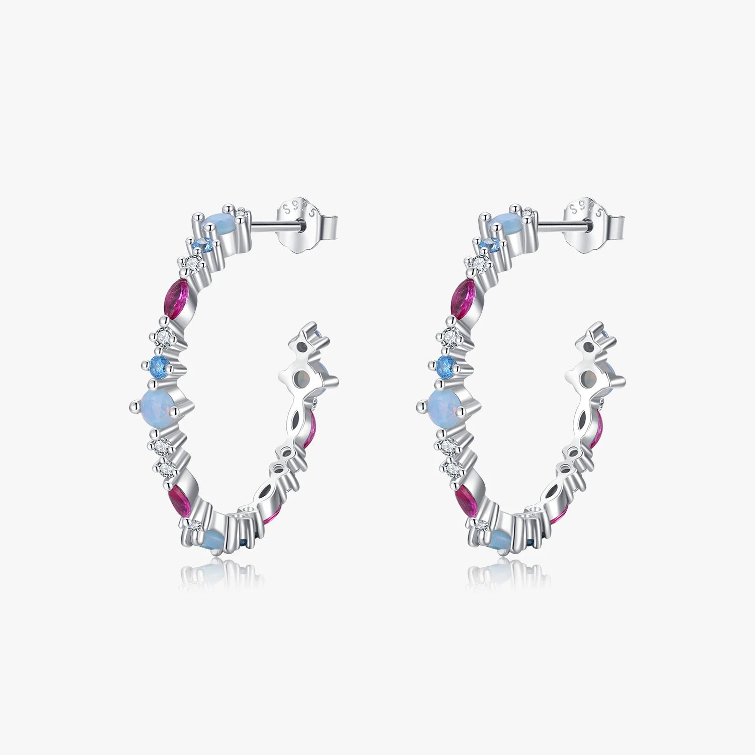 925 Sterling Silver Wedding Engagement Earrings Fine Jewelry Rainbow Color Zirconia Charming Big Stud Earrings for Women