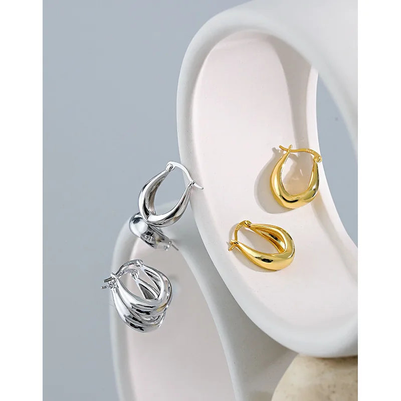 Unique Design Jewelry 925 Sterling Silver U Shape Pendant 18K Gold S925 Sterling Silver Earrings for Women EB070