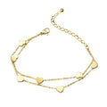 18K Gold and Stainless Steel Personalized 6MM Heart Beads Double Layer Titanium Steel Bracelet Trendy Style for Gift