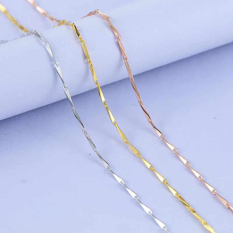 18k Gold Plated Sterling Silver 925 Jewellery Necklace Minimalistic S925 Silver Melon Seed Chain for Jewelry Making