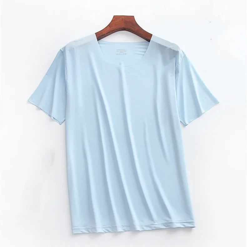Men's Quick Dry Short Sleeve Tee Shirt Solid Men's Ice Silk T Shirts