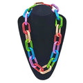 35*57mm UV Exaggerated CCB Silver Plated Necklace Wedding Anniversary Festival Nightclub Performance Props Colored Hard Thick