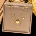 2025 Trendy Multilayer Heart Pendant Charm Necklace 18K Gold Plated Stainless Steel Necklace Waterproof Jewelry for Women Girls