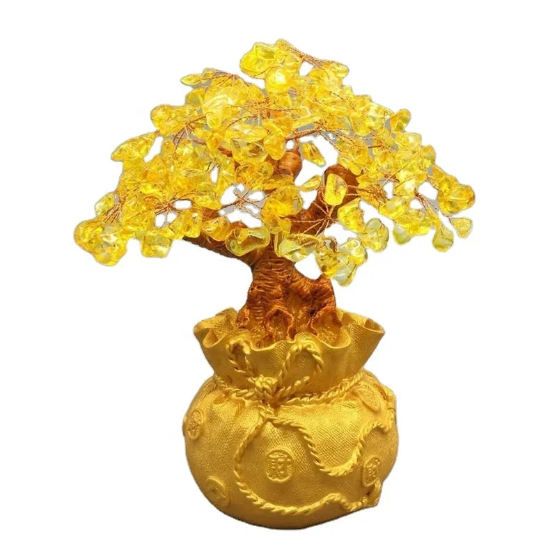 Wholesale Small Lucky Money Tree Amethyst Rose Quartz Crystal Decoration Engraving Polished Block Shape Feng Shui Christmas Love