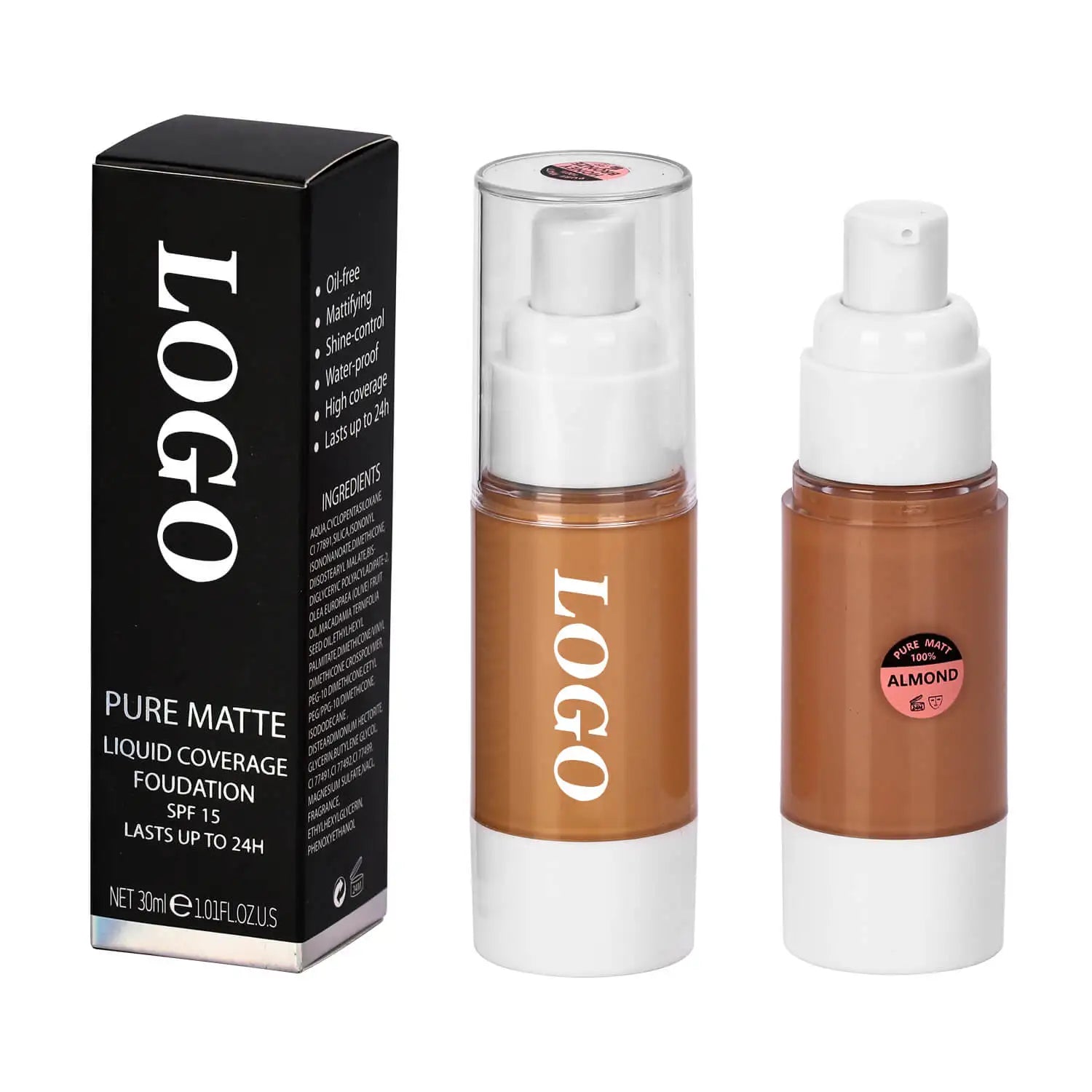 Long Lasting Vegan Foundation Private Label Waterproof Liquid Foundation Full Coverage Makeup Foundation