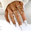 G1427 Hot Sale Women Fashion Jewelry Ring Set Cubic Zirconia CZ Geometric Knuckle Finger Rings