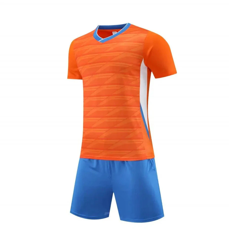 Wholesale Custom Kids Men Soccer Jersey Heat-Transfer Printed Spandex/Polyester Breathable Quick Dry Football Shirt Soccer Wear