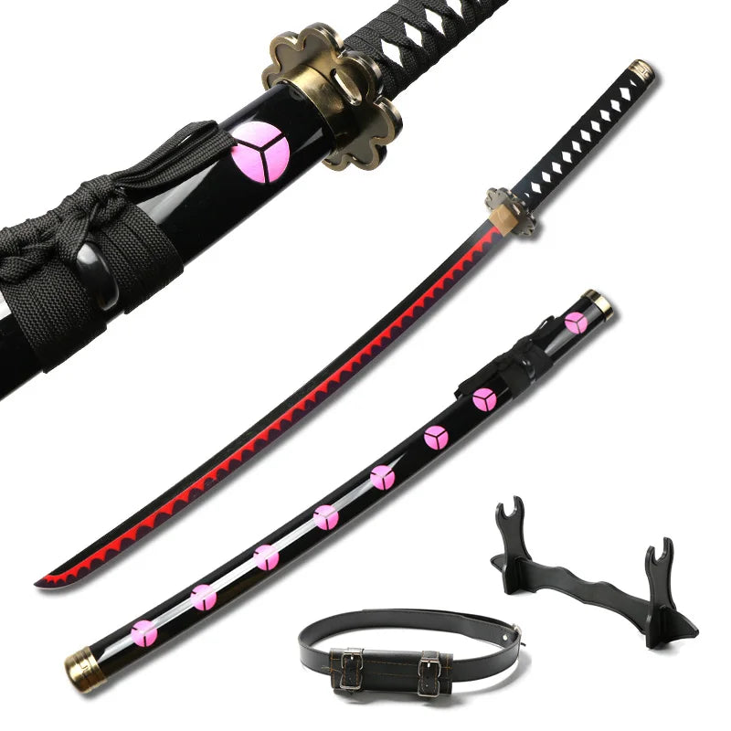 Roronoa Zoro Katana 104cm/41in Cosplay Toy Sword Anime Role-playing Weapons Enma White Nidai Kitetsu with Sword Holder and Belt
