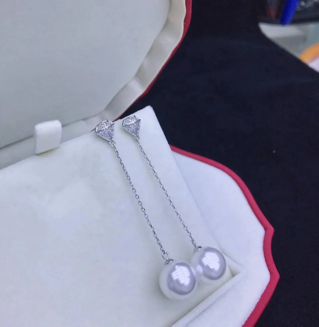 E2316 11-12mm DIY Natural Freshwater Pearl Charm Earrings Mounting Accessory 925 Sterling Silver Gold Plated  Jewelry for Women