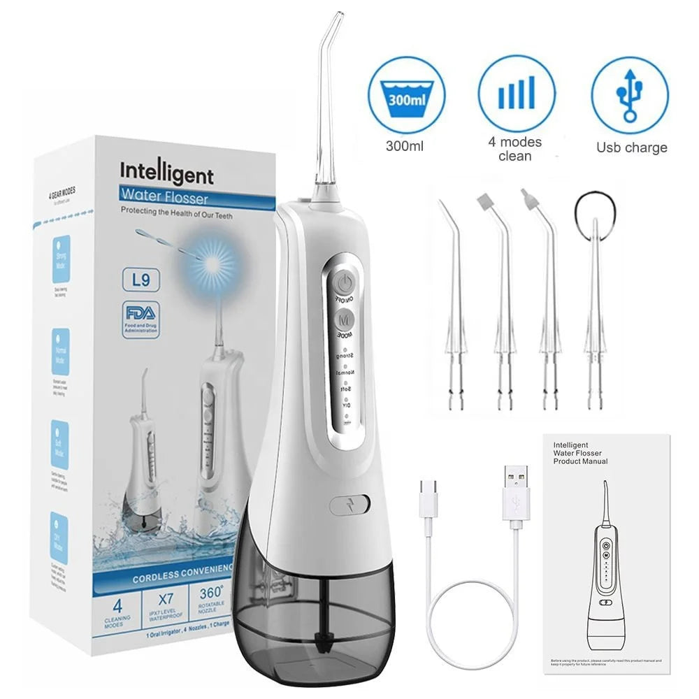 Portable Intelligent Dental WaterJet Rechargeable Oral Irrigator Sensitive Gum Care Water Flosser