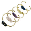 Wholesale DIY Gold Plated Crystal Jewelry Natural Raw Citrine Amethyst Bracelet Bangle
