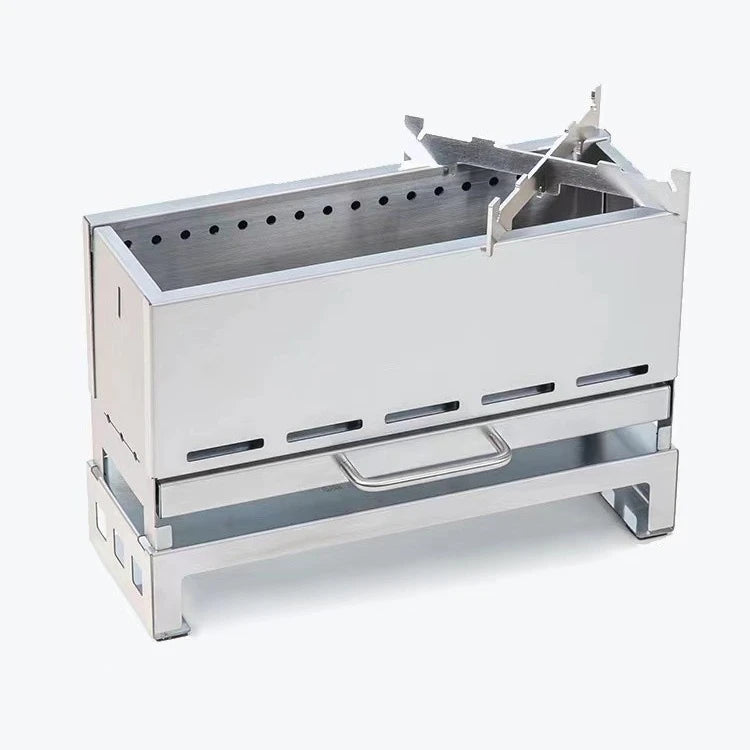 Portable 304 Stainless Steel Fire Pit Smokeless Outdoor Charcoal Bonfire Stove for Camping IG Table Compatible