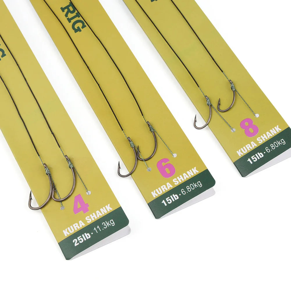 Carp Fishing 20cm 4# 6# 8# Carp Hooks Anti-Tangle Rig Leader Hair Rigs Coated Braid Line Carp Rigs