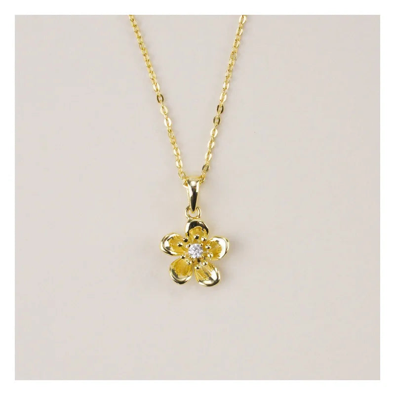 Wholesale 925 Silver Pendant Necklace for Women Gold Plated Flower Shape with Zircon for Weddings and Engagements