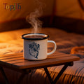 Topjlh 12oz Custom Logo Printing Sublimation Mugs Blanks Enamel Cup Camping  with Black Rim for DIY Sublimation Projects