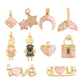 Cute Sweet Romance Love Star Gold Plated Inlaid Shell Chips Charm PendantJewelry Necklace Accessories Hand Making Supply L49