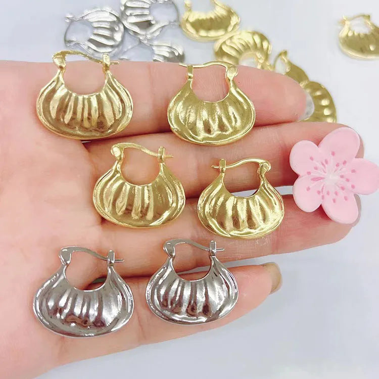 EM1376 Fashion Wide 18k Gold Plated Unique Creative Design Jewelry Gift Women FemaleGold U Shaped Bag Hoop Earring