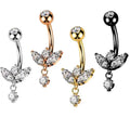 Surgical Stainless Steel Moon Butterfly Star Heart Navel Belly Button Ring for Women Piercing Body Jewelry 14G Zircon High