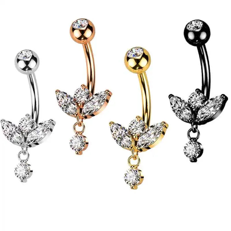 Surgical Stainless Steel Moon Butterfly Star Heart Navel Belly Button Ring for Women Piercing Body Jewelry 14G Zircon High