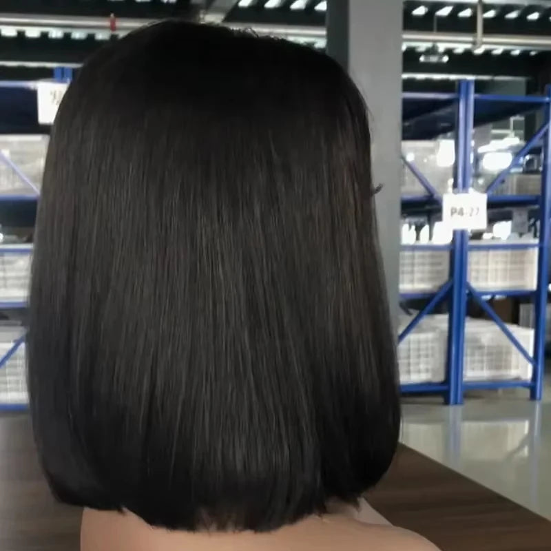 Cheap Short Human Hair Transparent Lace Front Double Drawn Bob Wig 10inch Mink Hair Glueless Wigs for Black Women
