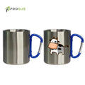 Prosub 220ml Sublimation Tumbler Blanks Double Wall Stainless Coffee Cup Travel Sublimation Camping Mugs With Carabiner Handle