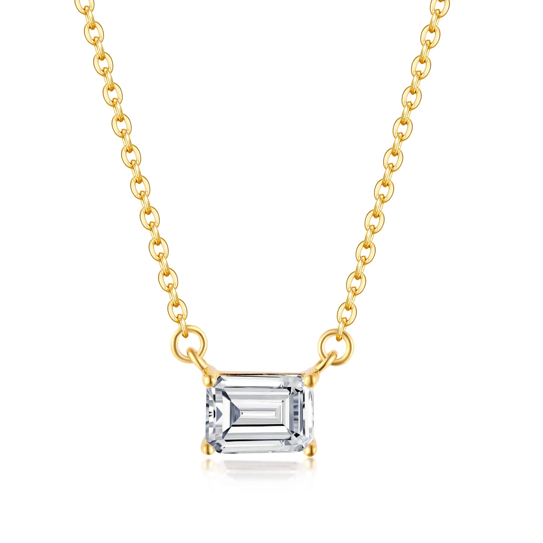 QX Manufacturer Custom OEM Fine Jewelry 18K Gold Plated 925 Sterling Silver Oblong Angle Zircon Women Necklaces