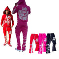 KY 3d Puff Print Street Sweatpants and Hoodie Set Full Zip up Street Wear Hoodie Tracksuit