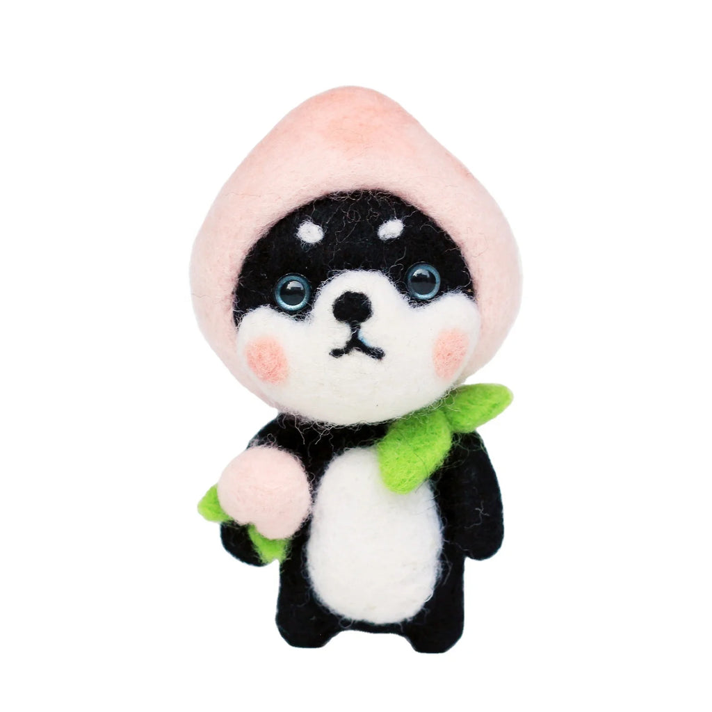 Hnadicrafts Cute 3D Honey Peach Shiba Inu Dog Wool Felt Starter Kit DIY Supplies Novelty Gifts Needle Felting Materials Pack