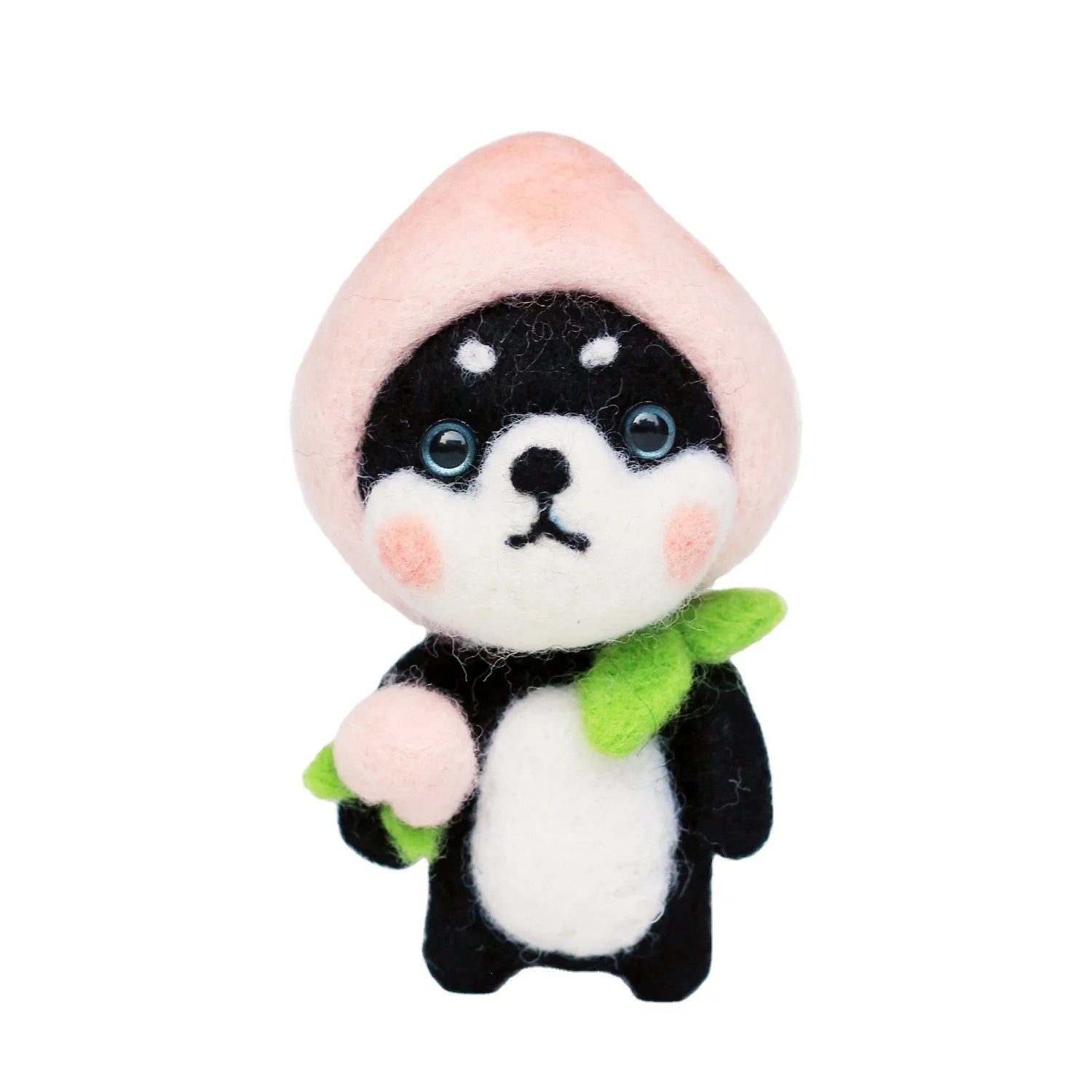 Hnadicrafts Cute 3D Honey Peach Shiba Inu Dog Wool Felt Starter Kit DIY Supplies Novelty Gifts Needle Felting Materials Pack