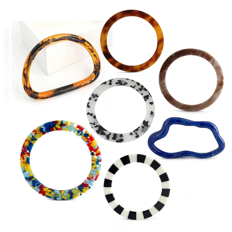 Acetate Material 12cm 13 cm Circle Bag Handles Handmade Handbag Tortoise Shell Resin Ring Handle for Handbag Crochet Bag Making