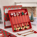 Wholesale 4pcs/6pcs Christmas Gift Stainless Steel Fork Spoon Set Coffee Spoon Cartoon Gold Luxury Metal
