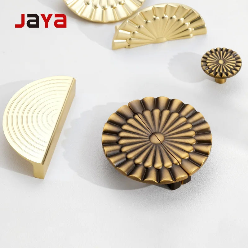 JAYA Retro Gold Small Handle Modern Bronze Semi-Circular Cabinet Drawer Wardrobe Door Handle Luxury Accessible Living Room