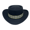 Fashion Chic Black Ethic Ribbon Felt Cowgirl Hats Wool Felt Western Australian Cowboy Hat